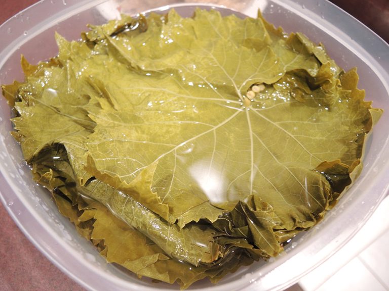 Grape Leaves Soaking Before Rolling