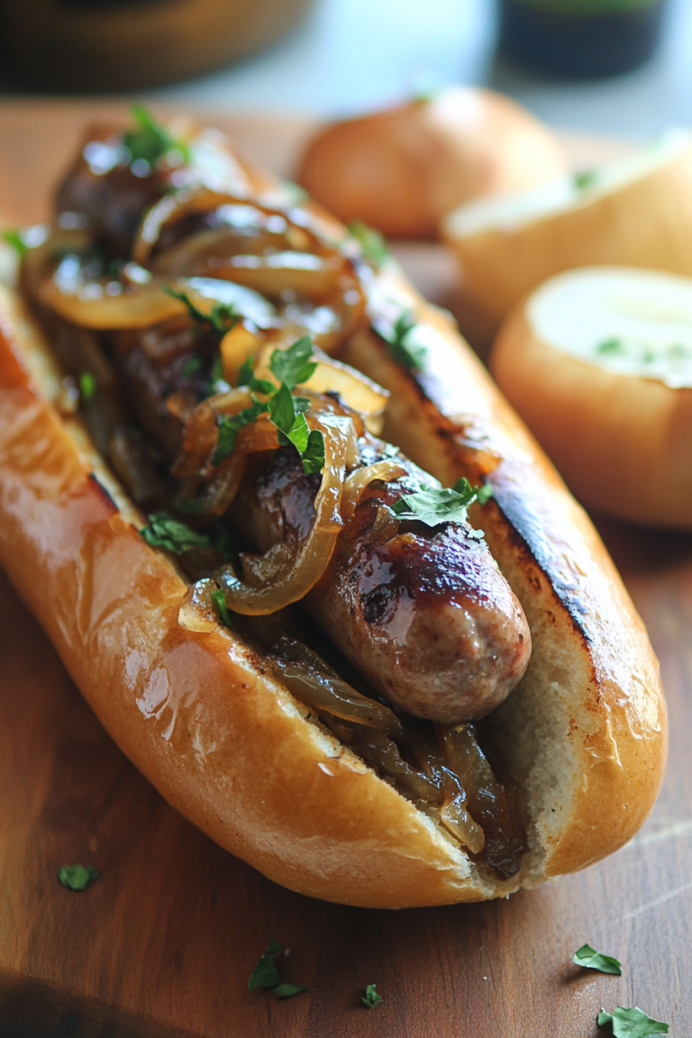 Oven Braised Beer Brats With Caramelized Onions 1 768x1152